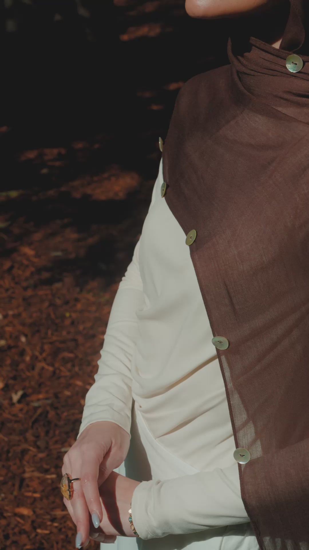 The Shell Button Hijab-Brown