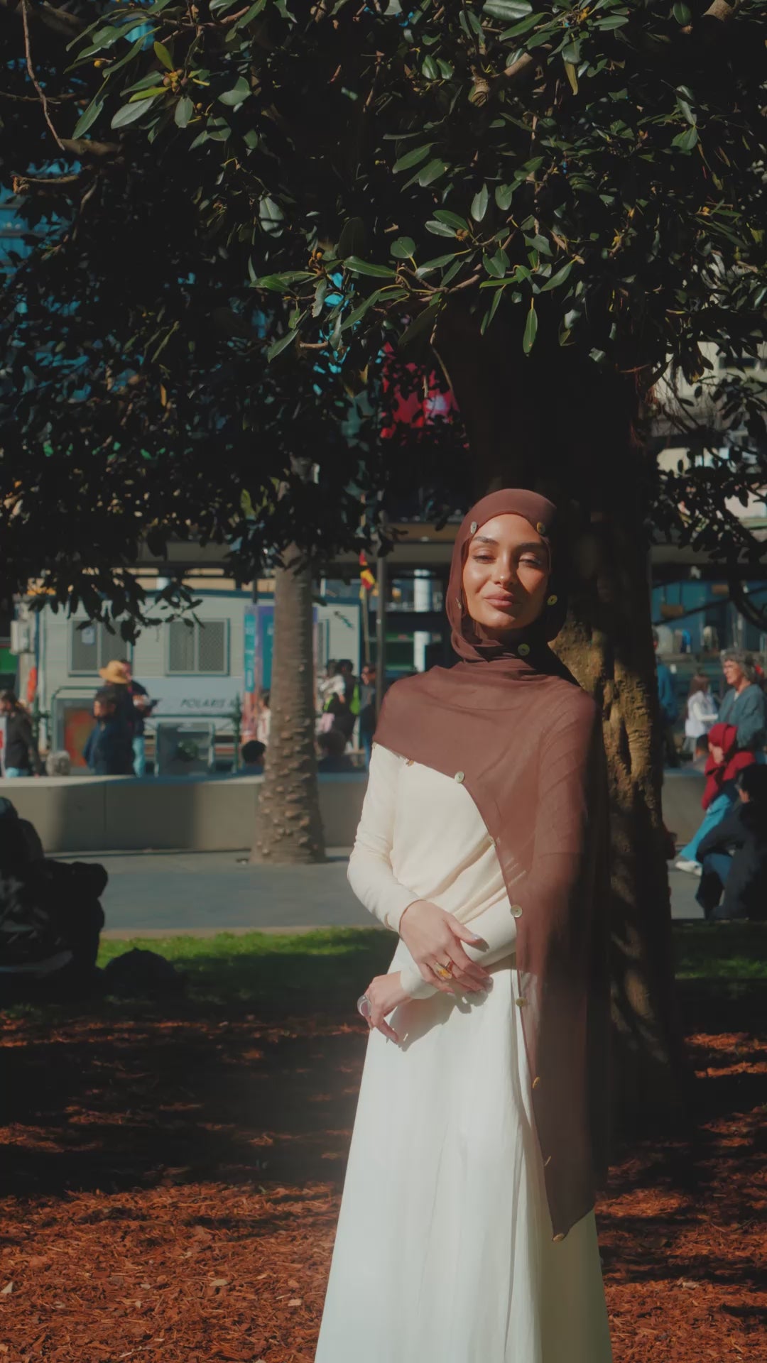 The Shell Button Hijab-Brown